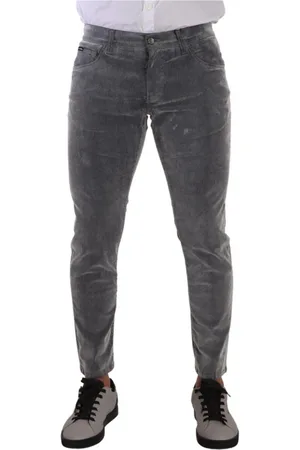 Dolce & Gabbana Homme, Jeans, Gris, Taille: M Jean en Velours Côtelé Gris Skinny