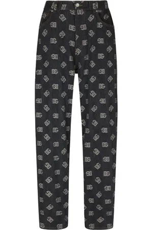 Dolce & Gabbana Homme, Jeans, Noir, Taille: S Logo Print Straight Leg Jeans