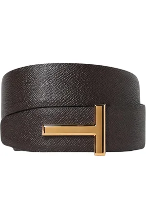Tom Ford Homme, Accessoires, Brun, Taille: 100 CM Ceinture en cuir marron avec boucle en T