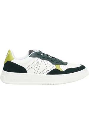 Armani Exchange Homme, Chaussures, Multicolore, Taille: 40 EU Baskets Élégantes en Cuir Blanc-Vert