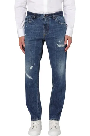 Dolce & Gabbana Homme, Jeans, Bleu, Taille: L Jean Droit Déchiré