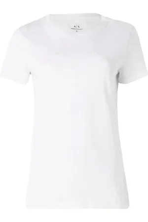 Armani Exchange Femme, Tops, Blanc, Taille: 40 FR T-shirt blanc en coton à col rond