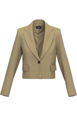 MARELLA Femme, Vestes, Vert, Taille: 44 FR Blazer Court en Lin Beige