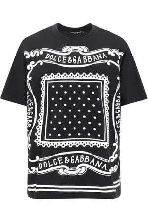 Dolce & Gabbana Homme, Tops, Noir, Taille: L T-shirt en coton avec maxi impression emblématique