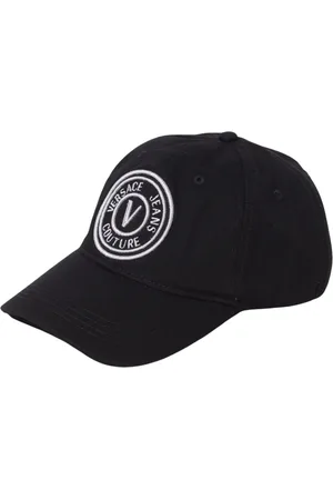 VERSACE Homme, Accessoires, Noir, Taille: ONE Size Casquette de Luxe Noire Logo Accessoire Élégant