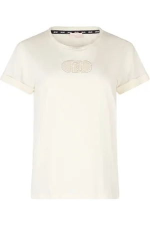 Liu Jo Femme, Tops, Blanc, Taille: 36 FR T-shirt Blanc en Coton avec Strass