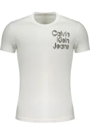 Calvin Klein Homme, Tops, Blanc, Taille: XL T-Shirt à Logo Imprimé
