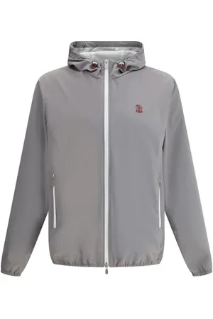 Brunello Cucinelli Homme, Vestes, Gris, Taille: XL Veste Imperméable à Capuche, Fonctionnelle & Élégante