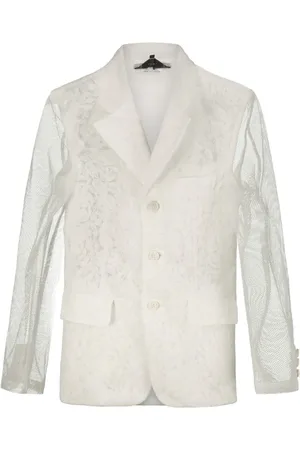 Comme des Garçons Femme, Vestes, Blanc, Taille: 38 FR Blazer Transparent à Panneaux