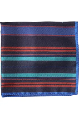 Etro Homme, Accessoires, Bleu, Taille: ONE Size Mouchoir de Poche en Soie Rayé Bleu