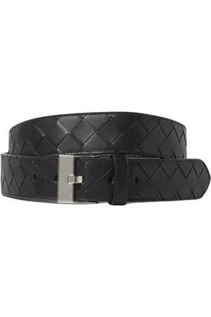 Bottega Veneta Homme, Accessoires, Noir, Taille: 95 CM Ceinture Intrecciato en Cuir Noir