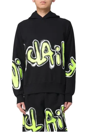 DISCLAIMER Homme, Sweatshirts et sweats à capuche, Noir, Taille: XS Sweat à Capuche Imprimé Graffiti Élégant