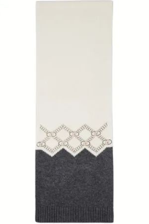 Liu Jo Femme, Accessoires, Gris, Taille: ONE Size Écharpe Tricotée Géométrique avec Logo