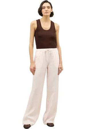 Boglioli Femme, Pantalons, Rose, Taille: 40 FR Garment Dyed Linen jog wide Pantalons