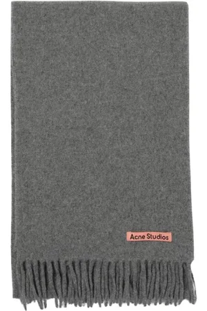 Acne Studios Homme, Accessoires, Gris, Taille: ONE Size Écharpe Bleue à Franges en Laine