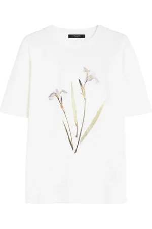 Max Mara Femme, Tops, Blanc, Taille: 38 FR T-shirt à imprimé floral Radura