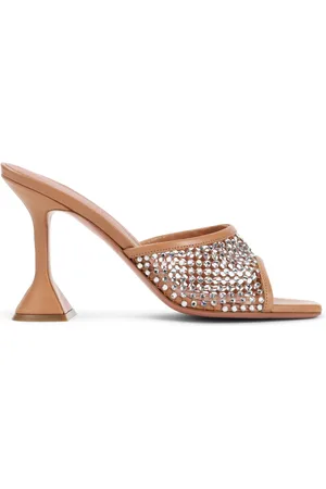 Amina Muaddi Femme, Chaussures, Brun, Taille: 40 EU Mule en Cristal avec Talon de 9,5 cm