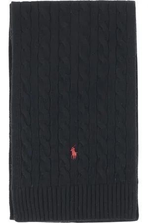 Ralph Lauren Homme, Accessoires, Noir, Taille: ONE Size Écharpe en Laine Brodée