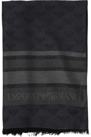 Emporio Armani Homme, Accessoires, Bleu, Taille: ONE Size Écharpe à Rayures avec Logo d