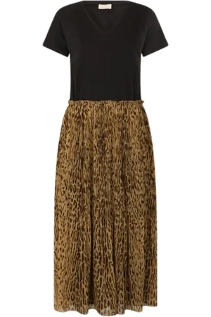 Liu Jo Femme, Robes, Multicolore, Taille: 36 FR Robe Imprimé Animal Col en V Noir