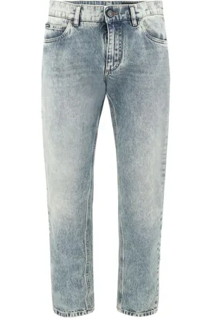 Dolce & Gabbana Homme, Jeans, Bleu, Taille: M Jean Taille Mi-Haute Effet Usé avec Passants de Ceinture