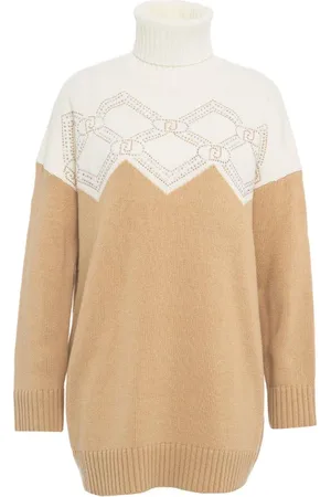 Liu Jo Femme, Pulls, Brun, Taille: 40 FR Pull à col roulé avec strass et détails côtelés