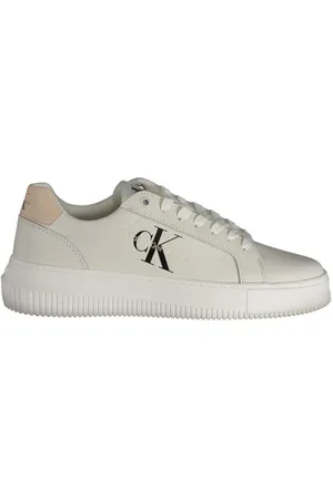 Calvin Klein Femme, Chaussures, Blanc, Taille: 36 EU Baskets blanches en polyester avec dtails contrastants