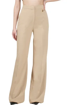 Elisabetta Franchi Femme, Pantalons, Brun, Taille: 46 FR Pantalon Droit Sable