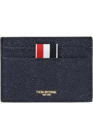 Thom Browne Homme, Accessoires, Bleu, Taille: ONE Size Porte-cartes en Cuir Bleu Design Minimaliste