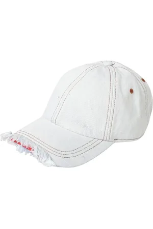Diesel Homme, Accessoires, Blanc, Taille: ONE Size Casquette de baseball en denim usé