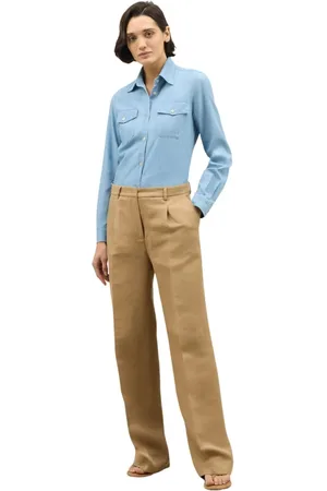 Boglioli Femme, Pantalons, , Taille: 38 FR Pantalon Palazzo en satin de lin Tencel