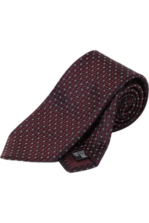 Emporio Armani Homme, Accessoires, Rouge, Taille: ONE Size Cravate en Soie Géométrique Bordeaux