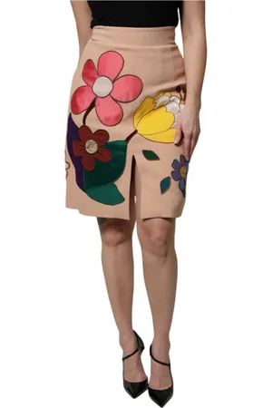 Dolce & Gabbana Femme, Jupes, Multicolore, Taille: 34 FR Jupe Crayon Taille Haute Beige à Fleurs