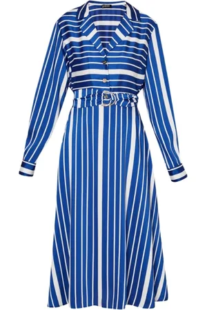 Liu Jo Femme, Robes, Bleu, Taille: 36 FR Robe Chemisier Rayée Bleue