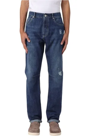 Brunello Cucinelli Homme, Jeans, Bleu, Taille: 2XL Jeans Denim Déchirés