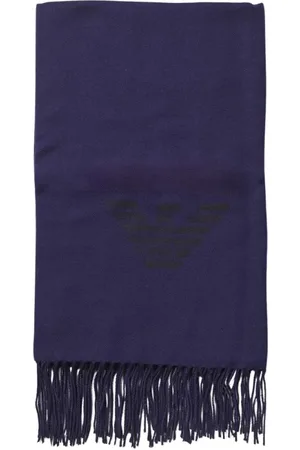 Emporio Armani Homme, Accessoires, Bleu, Taille: ONE Size Écharpe Grise en Laine à Franges
