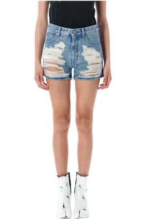 Maison Margiela Femme, Shorts, Bleu, Taille: W27 Shorts Bermuda en denim bleu déchiré