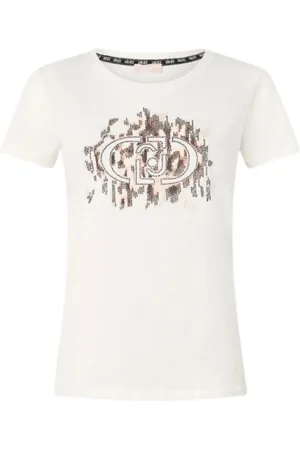 Liu Jo Femme, Tops, Blanc, Taille: 38 FR T-shirt à motif animalier et manches courtes