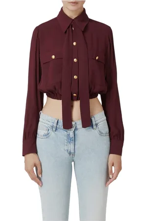 Elisabetta Franchi Femme, Blouses et Chemises, Rouge, Taille: 38 FR Chemisier en georgette avec