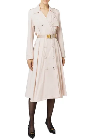 Elisabetta Franchi Femme, Manteaux, Blanc, Taille: 40 FR Trench en nylon à double boutonnage