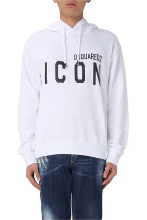 Dsquared2 Homme, Sweatshirts et sweats à capuche, Blanc, Taille: L Sweat à Capuche en Coton Blanc Iconique