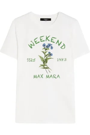 Max Mara Femme, Tops, Blanc, Taille: 38 FR T-shirt Blanc Floral Teiera