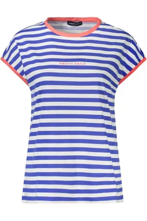North Sails Femme, Tops, Bleu, Taille: 38 FR Débardeur Rayé sans Manches avec Logo Imprimé