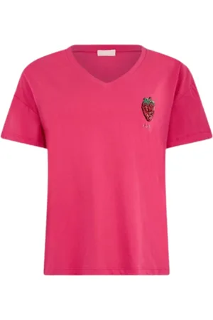 Liu Jo Femme, Tops, Rose, Taille: 40 FR T-shirt en coton avec motif fraise