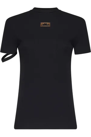 OTTOLINGER Femme, Tops, Noir, Taille: 38 FR T-shirt Noir Côtelé avec Logo