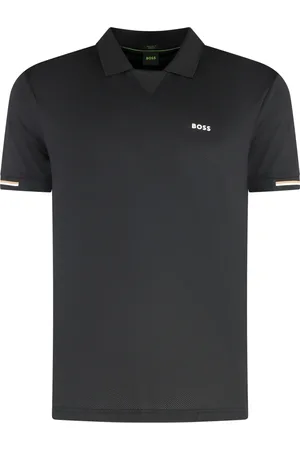 HUGO BOSS Homme, Tops, Noir, Taille: M Polo à col côtelé en tissu technique