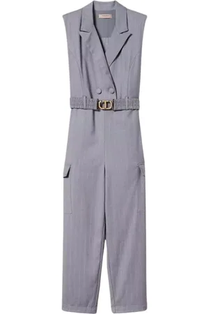 Twin-Set Femme, Combinaisons et Ensembles, Gris, Taille: 36 FR Combinaison sans manches à rayures avec ceinture