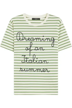 Max Mara Femme, Tops, Vert, Taille: 42 FR T-shirt à Rayures Olga en Coton