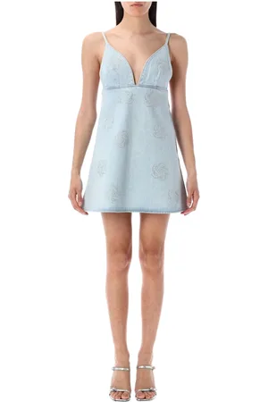 ROTATE Femme, Robes, Bleu, Taille: 38 FR Robe Mini en Denim Bleu Clair