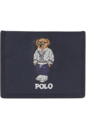 Ralph Lauren Homme, Accessoires, Bleu, Taille: ONE Size Porte-cartes en Cuir Bleu